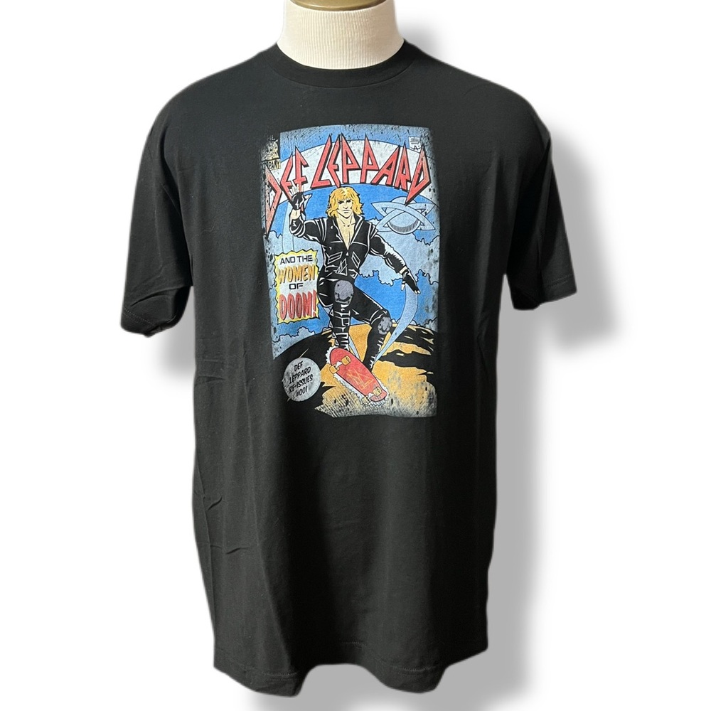 Rare ANGRY MINNOW Def Leppard Music Comic Retro-Inspired T Shirt Men's LARGE